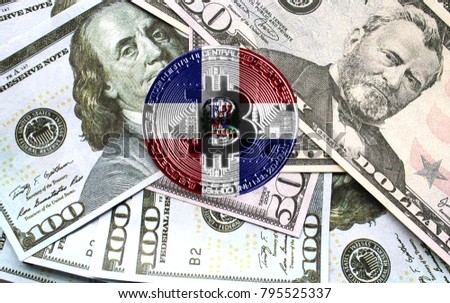 bitcoin with a flag on American dollars