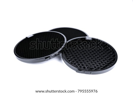 Photographic honeycombs on white background.