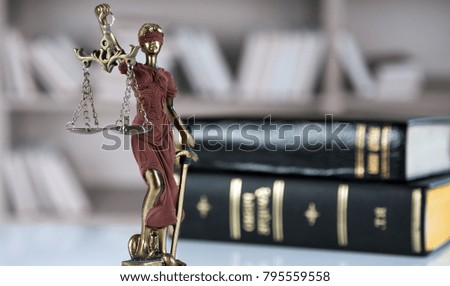 law and Justice concept. Mallet of the judge, books, scales of justice.