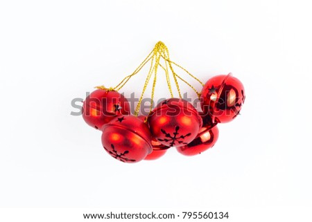 isolated red Christmas bells on white background