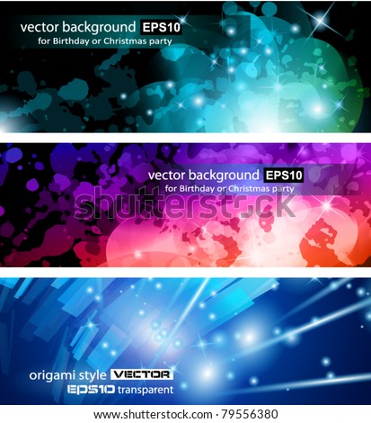 Abstract Business Card Collection: Flow of lights header backgrounds with abstract motive and rainbow colurs