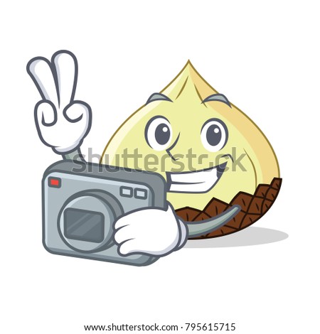 Photographer snake fruit mascot cartoon