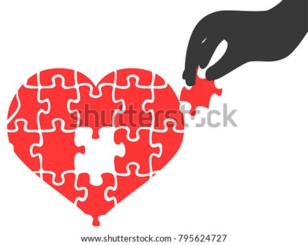 hand took heart jigsaw puzzle piece
