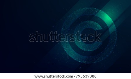 Copyright symbol, protection of intellectual property, future technology illustration Royalty-Free Stock Photo #795639388