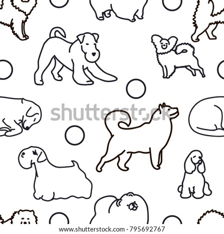 Seamless pattern with cute dogs.