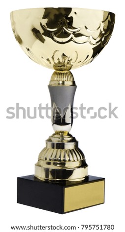 Winner's cup, silver, gold prize in the competition. Trophy in championships isolated on a white background.. There is a place for the title of the winner.