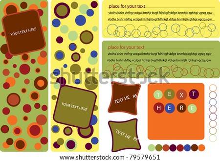 color funny page layout, vector computer graphic design with retro bubbles and place for your text