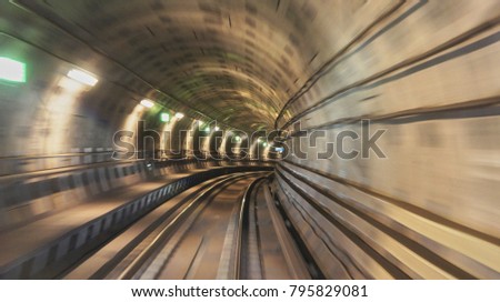 Underground railway tunnel Royalty-Free Stock Photo #795829081