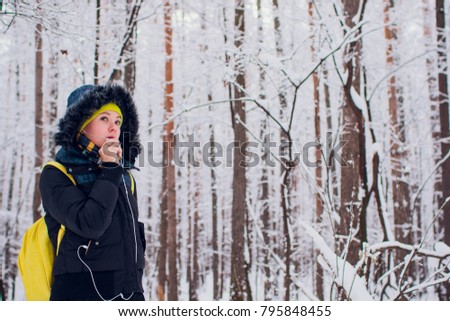 Picture showing happy woman enjoying winter season outdoors
