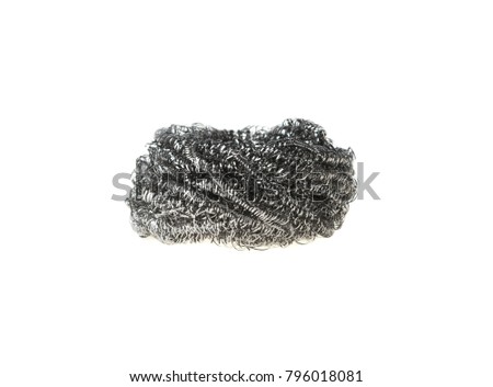 metal dishwashing brush isolated on white background