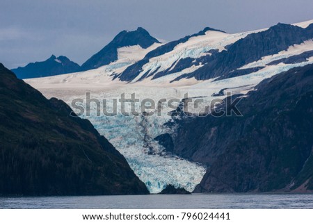 Glaciers from a cruise ship in the sea near to Seward, Alaska.