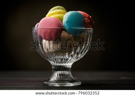 delicious macarons in glasses