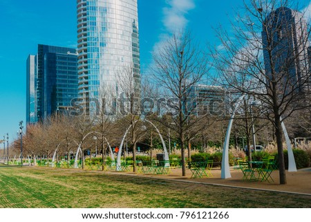 View from Klyde Warren Park, Downtown Dallas, Texas Royalty-Free Stock Photo #796121266