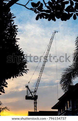 Crane Silhouette in construction site