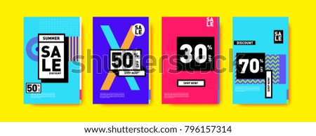 Sale and discount poster set. Colorful background for banner and advertising promotion.