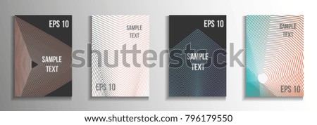 Modern abstract background.   A set of rectangular patterns from iridescent lines.
 Creative background colors.  Suitable for decorating business brochures, banners, posters.