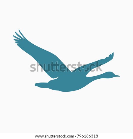 flying goose silhouette vector logo isolated on white background Royalty-Free Stock Photo #796186318