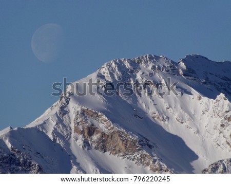Moon and the mountain, British Columbia