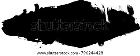Grunge Paint stripe . Vector brush Stroke . Distressed banner . Black isolated paintbrush collection . Modern Textured shape . Dry border in Black . Bulge lines