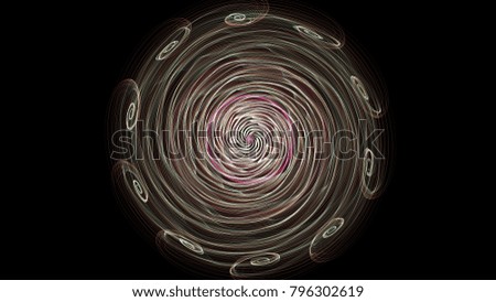 Colorful fusion spectrum circle on black background. Flame spiral series.