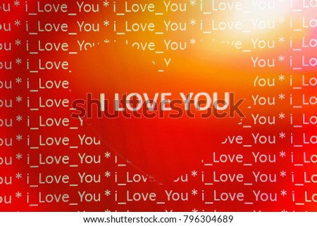 The red background of wording "I Love You" with a heart symbol. Valentine's day concept.