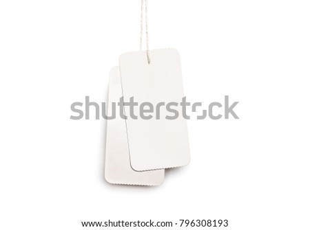 Blank price tags mockup, hanging labels