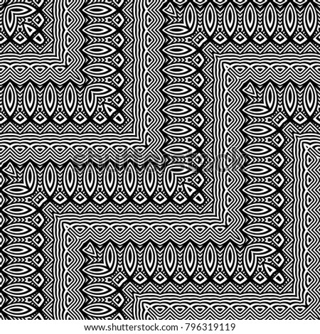 Design seamless monochrome zigzag pattern. Abstract decorative background. Vector art. No gradient