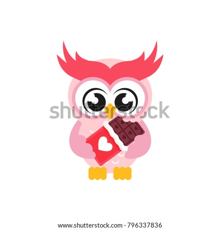 cartoon cute owl lovely with chocolate
