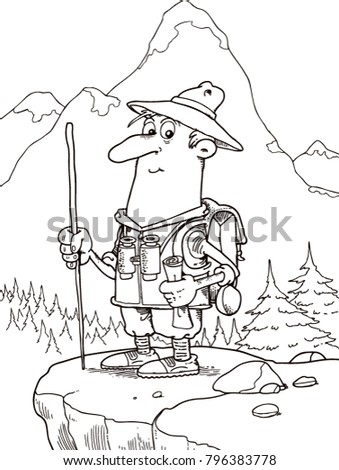 Happy mountaineer on top mountain