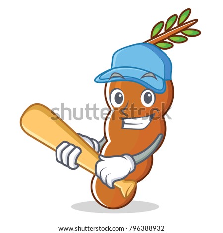 Playing baseball tamarind character cartoon style