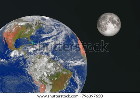 earth and moon in the space. Elements of this image furnished by NASA