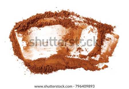 Cocoa powder pile isolated on white background