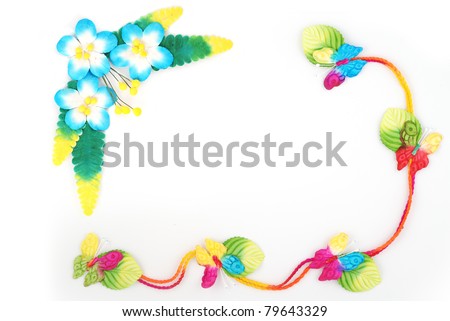 Artificial flowers  mulberry paper frame for  background