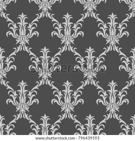 Seamless wallpaper pattern with floral ornament in damask style. Abstract vector modern background.