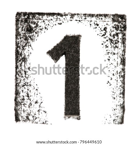 Watermark digit 'ONE' black printed ink stamp isolated on white background. Number 1