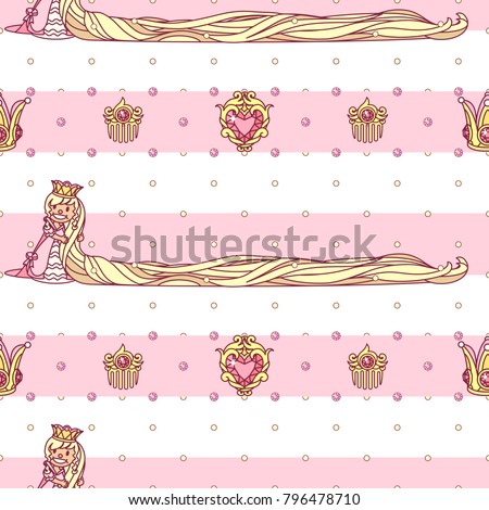 vector abstract seamless pattern. Simple Little Princess concept for girl. Fill drawing illustration. Cute childish fabric background. Print art graphic backdrop texture. Wrapping design for kids 036