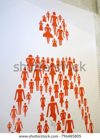red graphics signs on Ladies toilet door