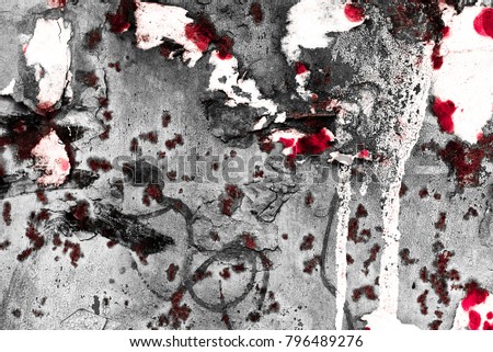 The dirty walls. Looks interesting, unusual. Grey and red color scheme. Abstract background