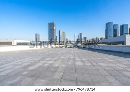 empty floor with modern office building in shanghai