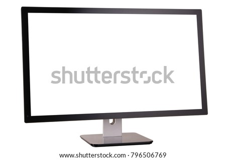 new computer monitor on white background in studio