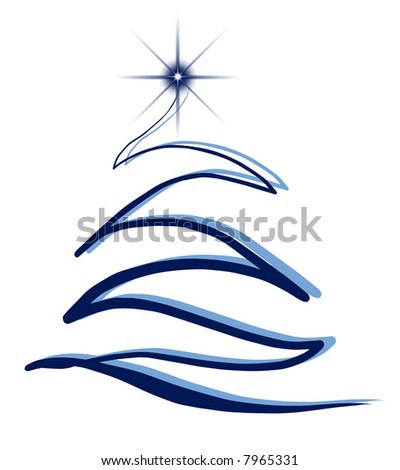 Stylized Christmas tree with blue star on the top