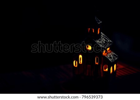  Model of a church with bright lights