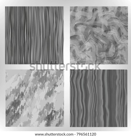 Set of different gray textured backgrounds. Vector illustration.