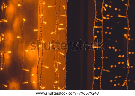 Christmas abstract  background at cafe - light bokeh from Xmas night party in winter. vintage color tone 