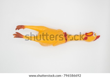 Chicken toys isolated on white background

