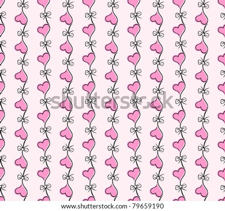 Cute vector floral seamless background with abstract hand drawn flowers and hearts for design