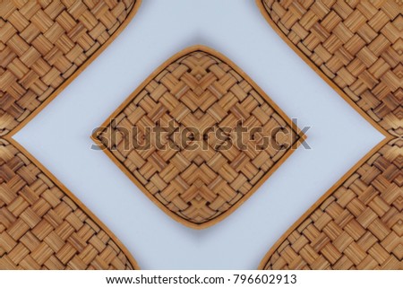 Bamboo weave Baskets texture and pattern on White background