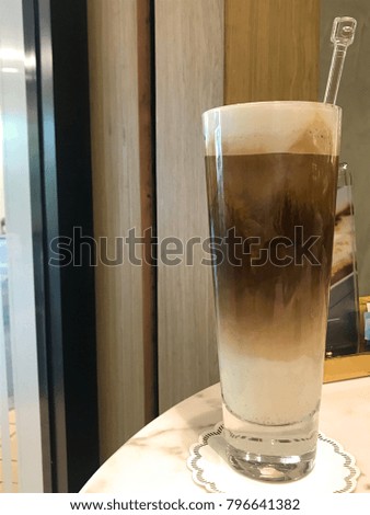 Three layers cappuccino coffee