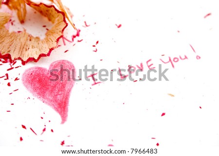 red heart drawn with love between pencil sharpenings