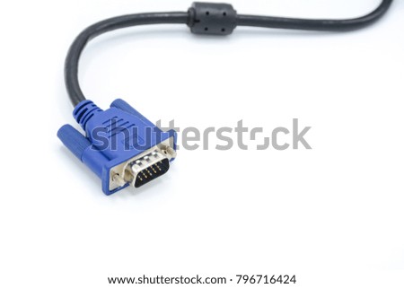blue HDMI cable or Monitor cables isolated on white background